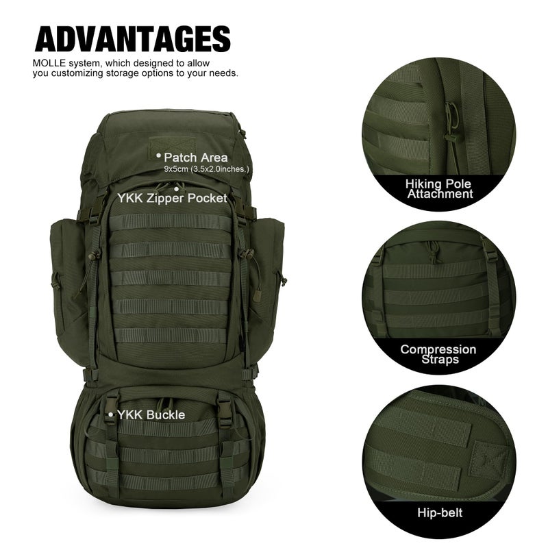 Mardingtop 60L Military Internal Frame Backpack for Hiking,Camping,Hunting,Rucksack Backpack with Rain Cover - Image 3
